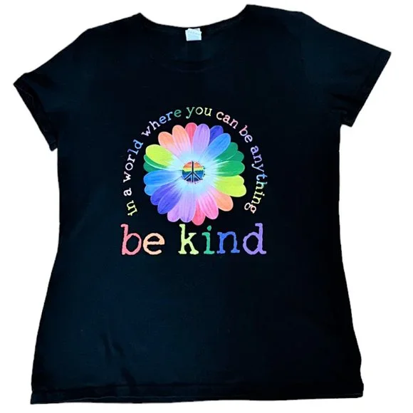 Women's Black Fruit of the Loom 100% Cotton Be Kind T-Shirt, Size L - Picture 3 of 6
